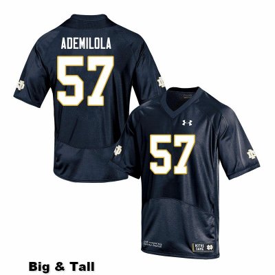 Notre Dame Fighting Irish Men's Jayson Ademilola #57 Navy Under Armour Authentic Stitched Big & Tall College NCAA Football Jersey LPZ1099AZ